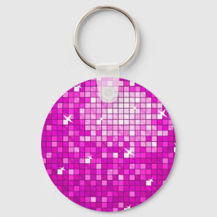 Llavero Disco Tiles Pink keychain round