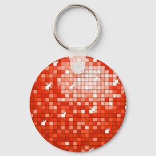 Llavero Disco Tiles Red keychain round