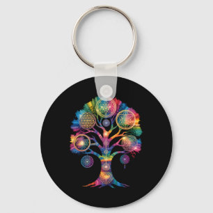 Llavero Discos Oracle Geometría Sagrada Árbol Mandala Chak