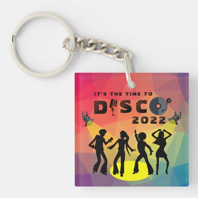 Llavero Discoteca, pista de baile, retro, multicolor (Frente)