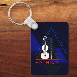 Llavero Diseñador de violines de música azul de la marina