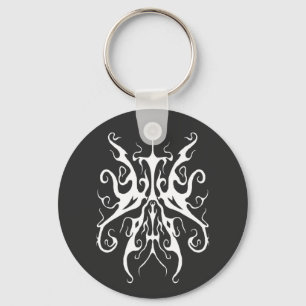 Llavero Diseño Abstracto de Máscara Tribal Blanca Elegante