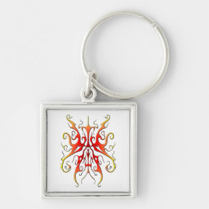 Llavero Diseño Abstracto de Máscara Tribal Llama Elegante