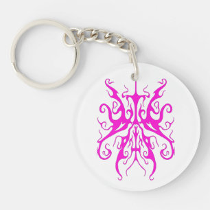 Llavero Diseño Abstracto de Máscara Tribal Rosa Elegante