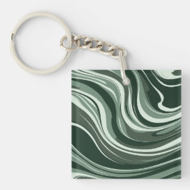 Llavero Diseño abstracto de ondas esmeraldas