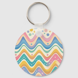 Llavero Diseño abstracto del Retro del Arcoiris Pastel