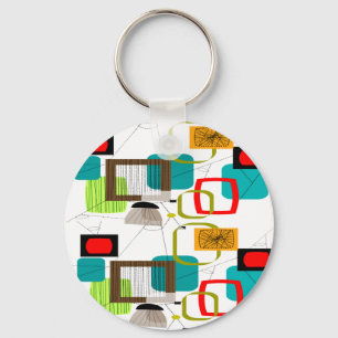 Llavero Diseño abstracto moderno de mediados de siglo