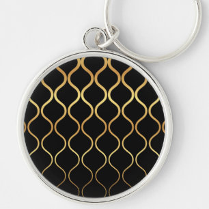 Llavero Diseño abstracto negro, dorado, fresco, moderno, r