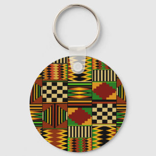 Llavero Diseño africano de tela Kente real