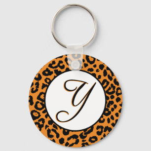 Llavero Diseño anaranjado del leopardo con Y