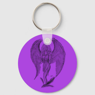 Llavero Diseño Angel negro y púrpura