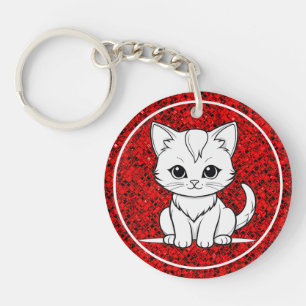 Llavero Diseño artístico estilizado Cat Kitten Line Art-52