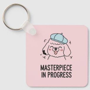Llavero Diseño Artístico Femenino Rosado Rosal Poodle Obra