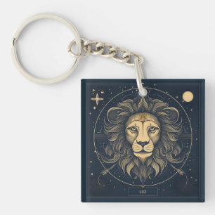 Llavero Diseño Astrológico Golden Leo Zodiac