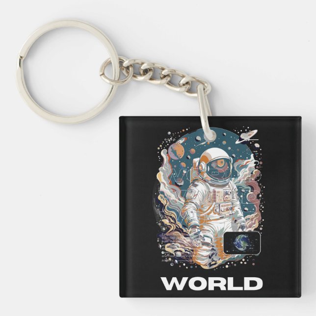 Llavero Diseño astronauta mundial (Frente)