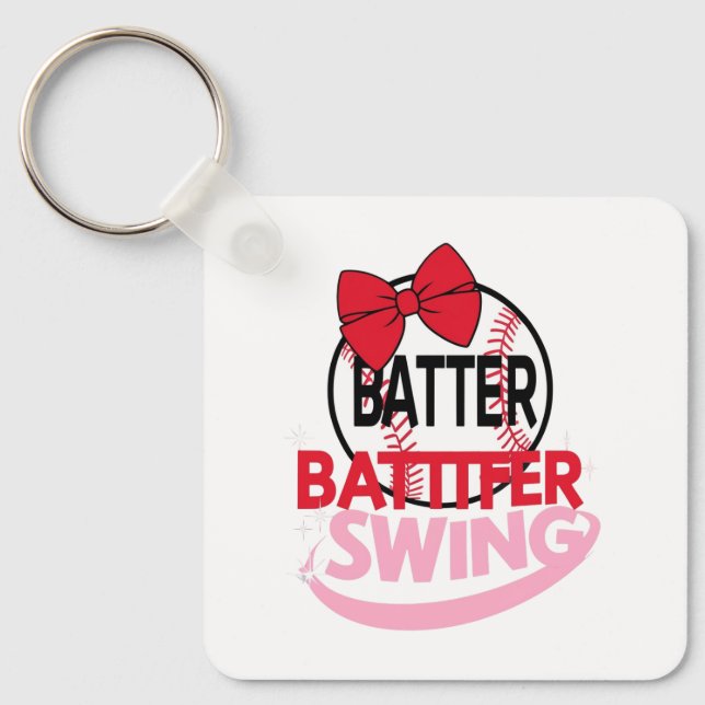 Llavero Diseño "Batter Batter Swing", con un tema de béisb (Anverso)