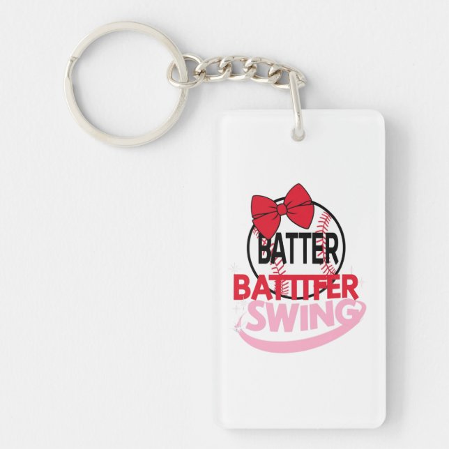 Llavero Diseño "Batter Batter Swing", con un tema de béisb (Frente)