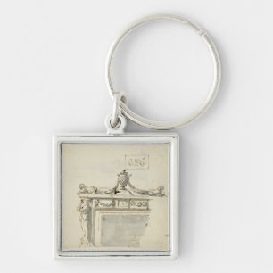 Llavero Diseño bosquejado para una chimenea (la pluma y l