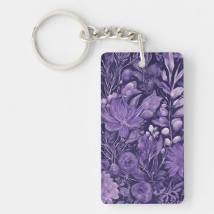 Llavero Diseño botánico elegante Soñador Púrpura inspirado