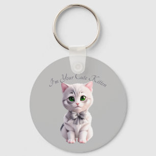 Llavero Diseño con un lindo gatito gris