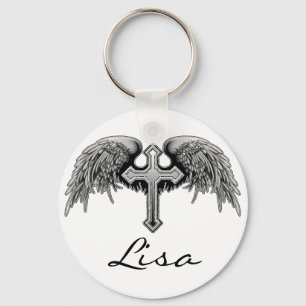 Llavero Diseño cruzado con alas del ángel de guarda