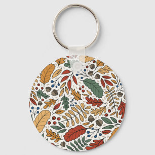Llavero Diseño cuadrado de hojas de color otoñal