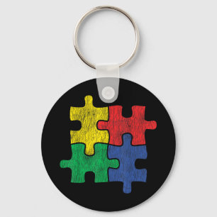Llavero Diseño curado de vintage con problemas de autismo