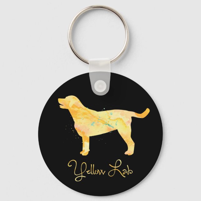 Llavero Diseño de acuarela de laboratorio amarillo (Anverso)