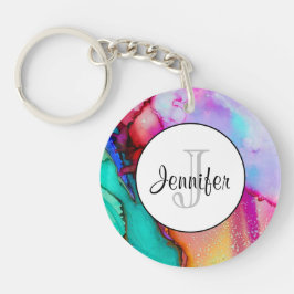 Llavero Diseño de acuarela de mármol abstracto moderno