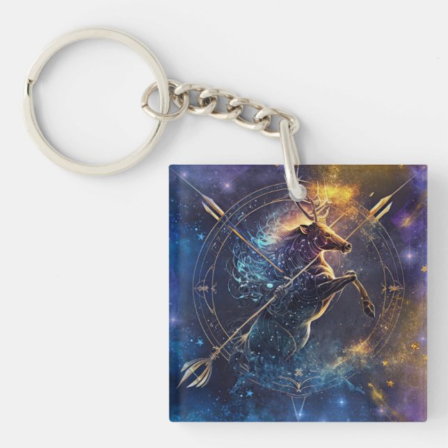 Llavero Diseño de acuarela de Rótulo Sagittarius Zodiac (Frente)