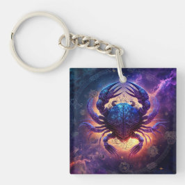 Llavero Diseño de acuarela de Rótulo zodiaco de cáncer