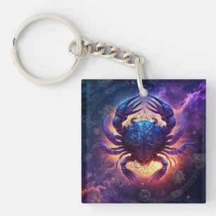 Llavero Diseño de acuarela de Rótulo zodiaco de cáncer