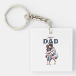Llavero Diseño de acuarela de Super Papá