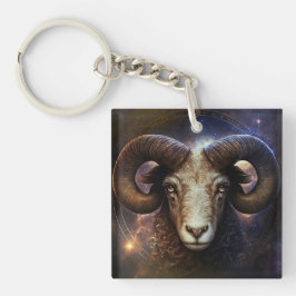 Llavero Diseño de Acuarela del Signo Zodiacal Aries