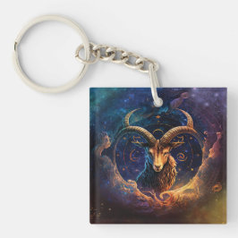 Llavero Diseño de Acuarela del Signo Zodiacal Capricornio