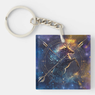 Llavero Diseño de Acuarela del Signo Zodiacal Sagitario