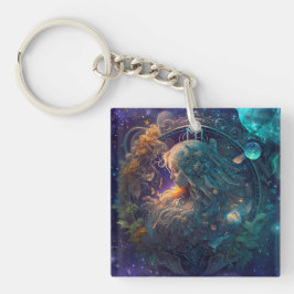 Llavero Diseño de Acuarela del Signo Zodiacal Virgo