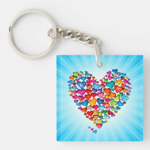 Llavero Diseño de Acuarela en Forma de Corazón de San Vale