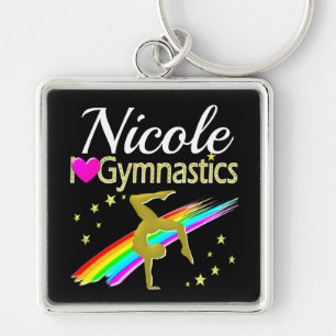 LLAVERO DISEÑO DE AMOR DE GIMNASIA ORO PERSONALIZADA