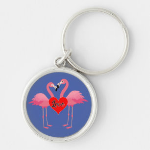 Llavero Diseño de amor Flamingo Rosa - Keychain redondo pr