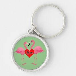 Llavero Diseño de amor Flamingo Rosa - Keychain redondo pr