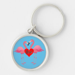 Llavero Diseño de amor Flamingo Rosa - Keychain redondo pr