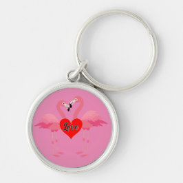 Llavero Diseño de amor Flamingo Rosa - Keychain redondo pr