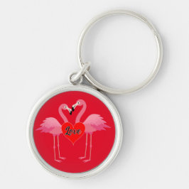 Llavero Diseño de amor Flamingo Rosa - Keychain redondo pr
