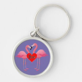 Llavero Diseño de amor Flamingo Rosa - Keychain redondo pr