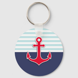 Llavero Diseño de Anclaje Rojo Azul de la Marina Náutica d