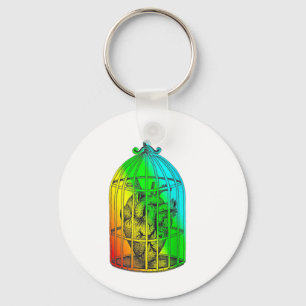 Llavero Diseño de arcoiris Lgbt Caged Hearts Valentines Ta