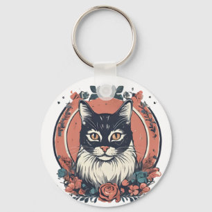 Llavero diseño de arte de amante de los gatos lindos