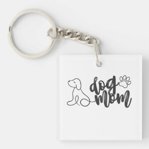 Llavero Diseño de arte de la línea Perro Mom Perro minim