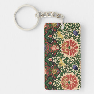 Llavero Diseño de Arte Floral Loto Rojo Chinoiserie de Owe